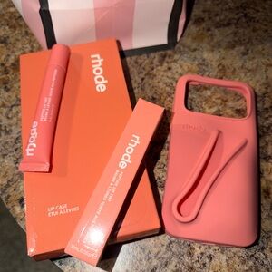 RHODE Coral Pink Silicone Phone Case with Loop Strap